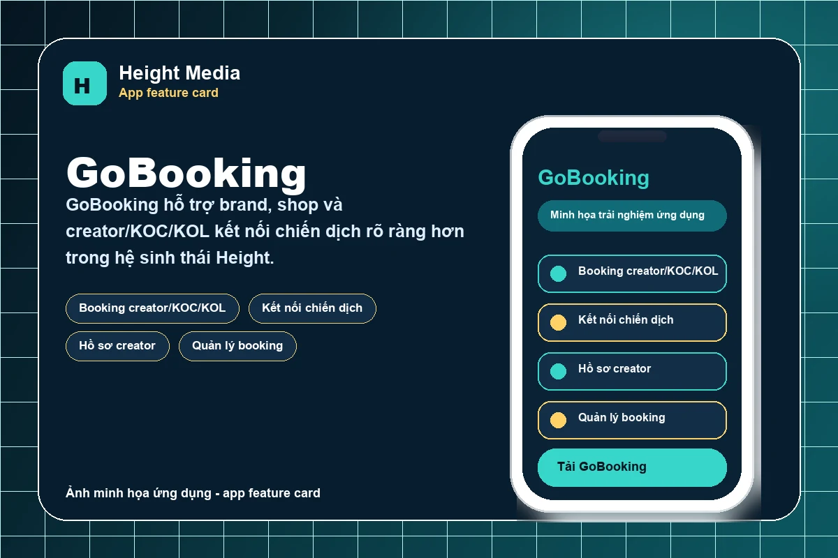 Ảnh minh họa ứng dụng GoBooking trong hệ sinh thái Height